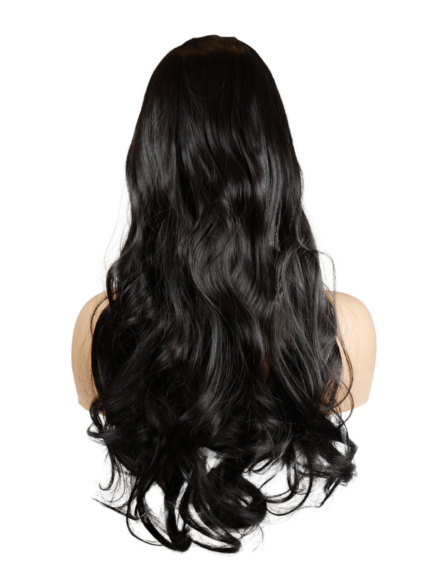 Jet Black Long Wavy Clip-in U-part Hair Extensions