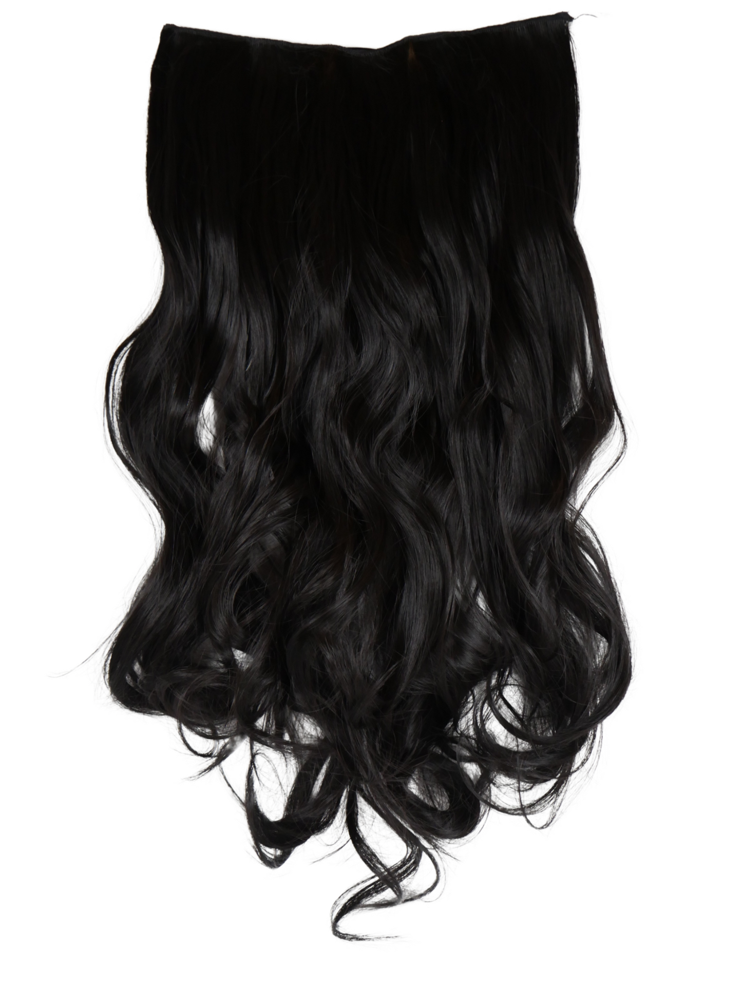 Jet Black Long Wavy Clip-in U-part Hair Extensions