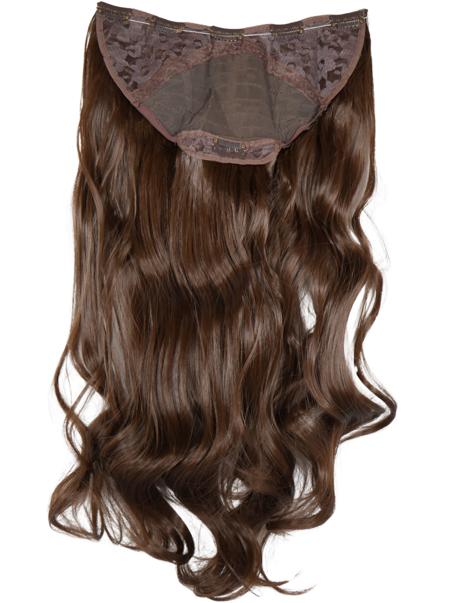 Chocolate Brown Long Wavy Clip-in U-Part Hair Extensions