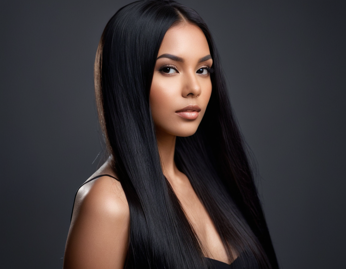 Jet Black Long Straight 7 Piece Clip-in Hair Extensions